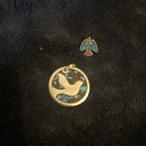 Dove (possibly Woodstock) pendant and 1 earring